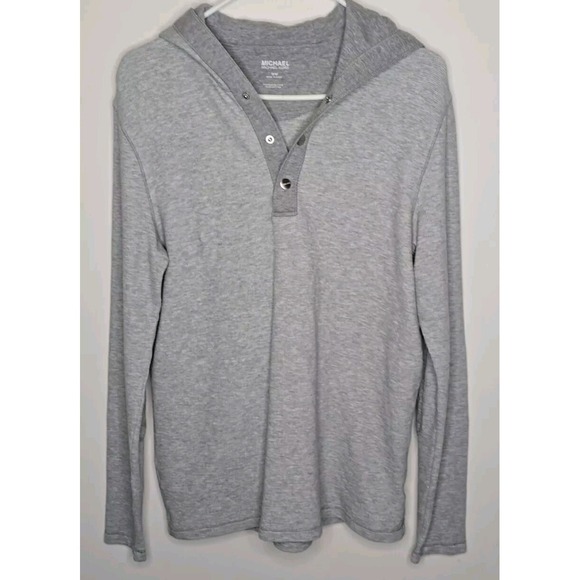 Michael Kors Other - Michael Michael Kors 3-Button Long Sleeve Cotton Hooded Pullover Fitted Mens M